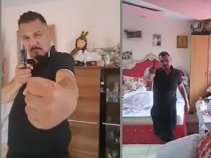 Interlopul găinar Vanghele a fluturat un pistol într-un live Foto: captură Youtube