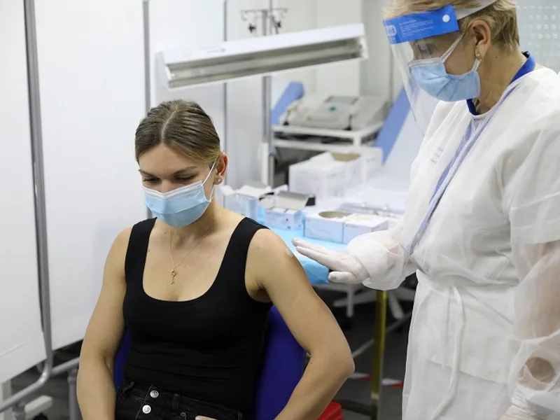 Simona Halep, după vaccinare. Sursă imagine: CNCAV