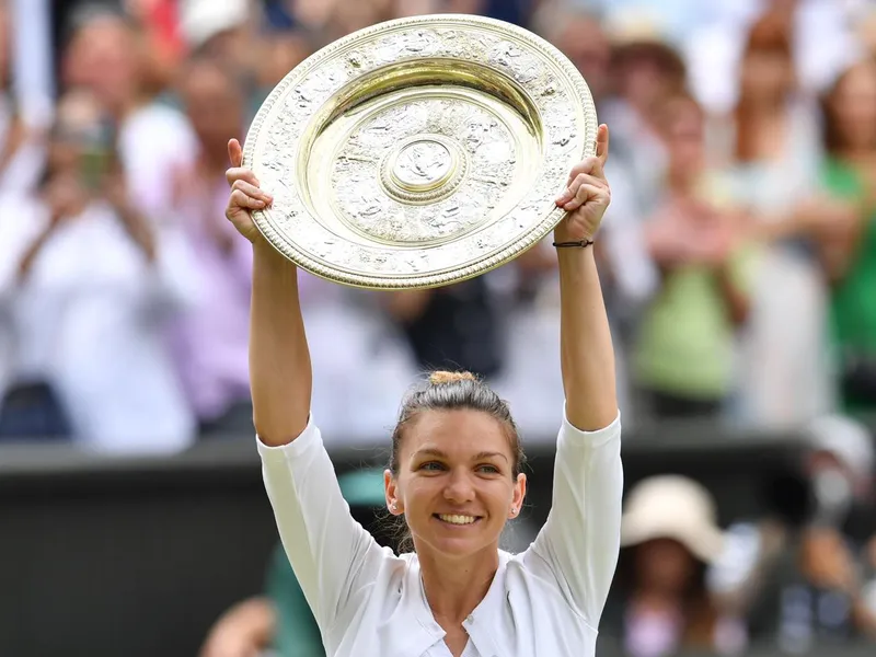 Simona Halep, câștigătoare la Wimbledon. (Poză cu rol ilustrativ. Foto: Facebook / Simona Halep)