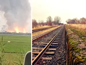 Calea ferată din Crimeea, avariată în urma exploziilor. Trenurile sunt blocate complet/FOTO: Colaj Newsweek