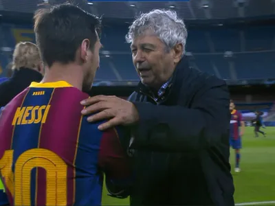 Mircea Lucescu și Messi/FOTO: digisport.ro