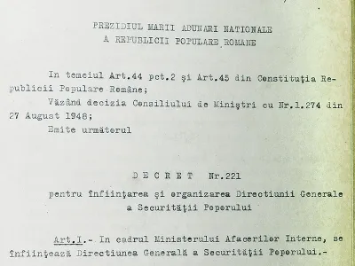 Decretul 221/1948, prin care a fost înființată Direcția Generală a Securității Poporului