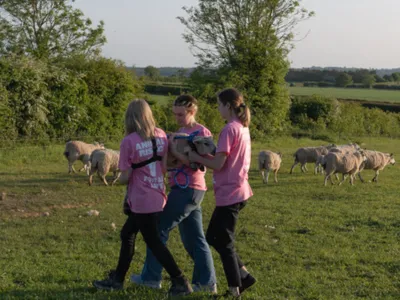 Trei activiste au furat trei miei de pe domeniul Sandringham, o proprietate deţinută de regele Charles al III-lea. Foto: Twitter/Animal Rising