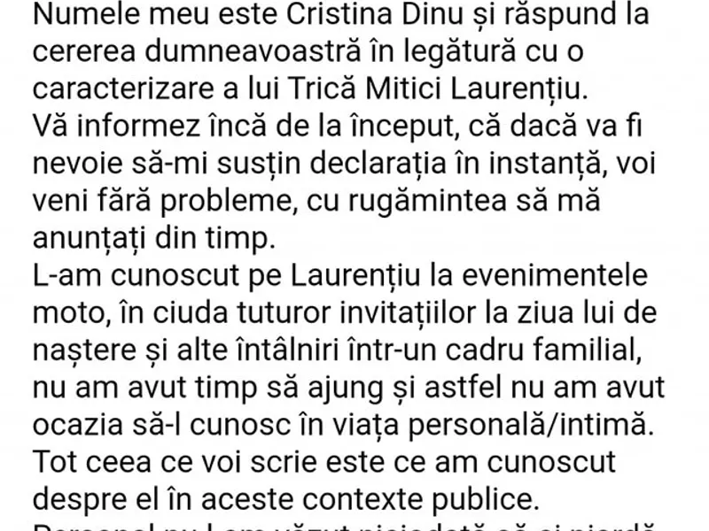 Mesaj pentru Laurențiu Mitici