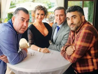 Anamaria Prodan, Laurențiu Regekampf și interlopii Calu Boc și Bebe Cămătaru Foto: Fanatik