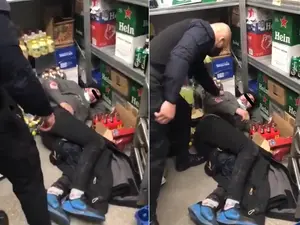 Hoț bătut în supermarket Foto: captură Youtube