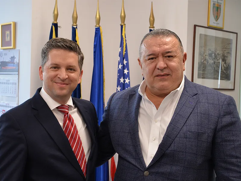 Președintele Camerei de Comerț și Industrie a României (CCIR), Mihai Daraban, a avut întrevedere oficială cu consilierul economic al Ambasadei Statelor Unite ale Americii (SUA) în România, Jessup Taylor Foto: CCIR