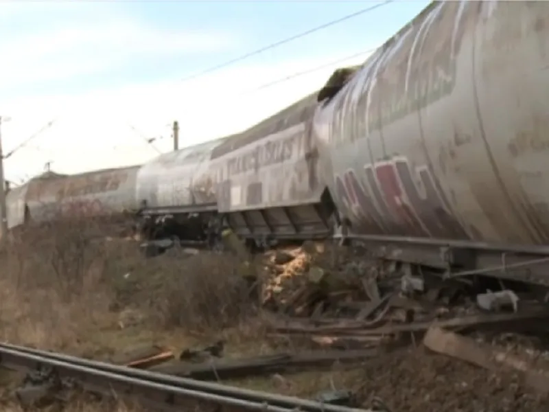 Un tren cu cereale a deraiat Foto: Captură Digi 24