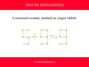 TEST DE INTELIGENȚĂ Corectează ecuația 5+9=9, mutând doar un chibrit. Ai 10 secunde - Foto: Colaj Newsweek / mindyourlogic.com