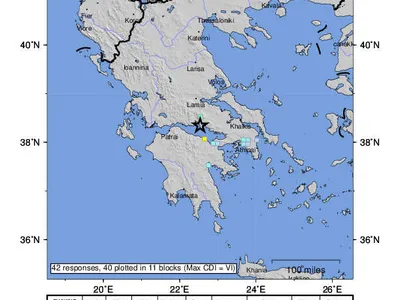 Cutremur de 5 grade pe scara Richter, în centrul Greciei. / Foto: earthquake.usgs.gov