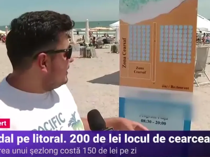 De necrezut. Operatorii de plaje din Mamaia cer 200 de lei dacă vrei să stai cu prosopul pe plajă/FOTO: Captura Digi24