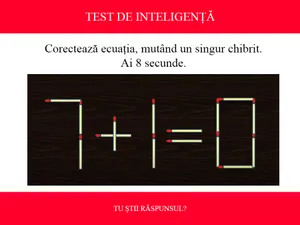 TEST DE INTELIGENȚĂ Corectează ecuația 7+1=0, mutând un singur chibrit. Ai doar 8 secunde să rezolvi - Foto: Colaj Newsweek