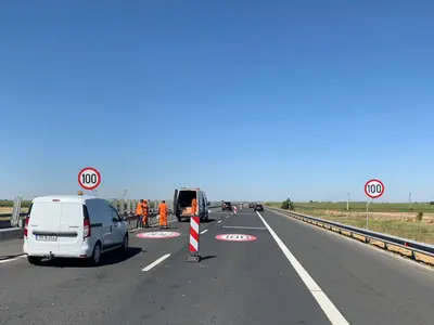 Viteza maximă pe autostradă, limitată la 100 km/h. / Foto: DRDP Timişoara