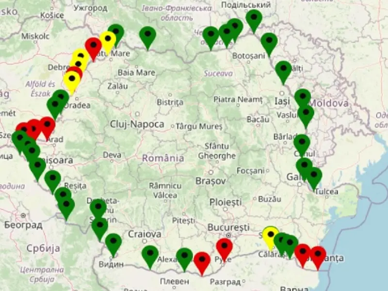 Harta punctelor de frontieră aglomerate Foto: captură-Poliția de Frontieră