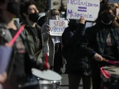 Imagine de la protestul „Misoginie, cealaltă pandemie”/FOTO: Inquam Photos/Octav Ganea