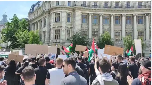 Protest pro-palestinieni în București/Foto: captură tv