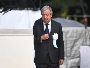 Secretarul general al ONU, Antonio Guterres, la Hiroshima. / Foto: Profimedia