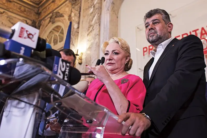 Viorica Dăncilă și Marcel Ciolacu, fosta și actualul șef al PSD. Sursa foto: Inquam Photos - Octav Ganea