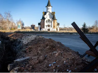 Biserică din orașul ucrainean SOledar- Foto: Profimedia Images