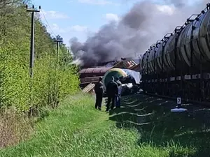 Un tren a explodat la granița dintre Rusia și Ucraina - Foto: Twitter/ @My_Salute