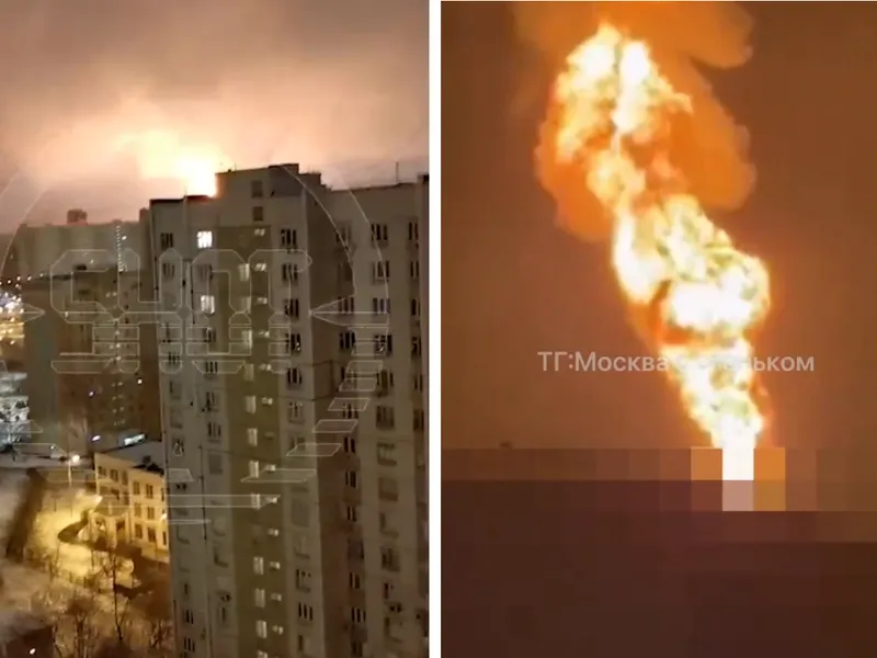 Incendiu uriaș la o rafinărie de petrol din Moscova - Foto: X/@NatalkaKyiv