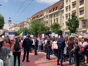 Protestul profesorilor în Cluj - Foto: captură video Facebook/Ziua de Cluj