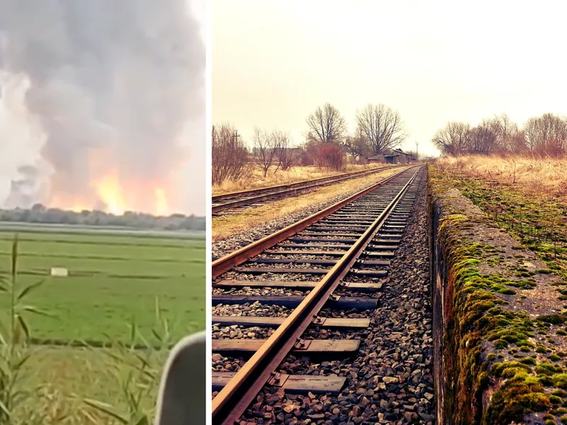 Calea ferată din Crimeea, avariată în urma exploziilor. Trenurile sunt blocate complet/FOTO: Colaj Newsweek