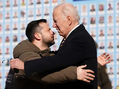 Joe Biden a fost într-o vizită fulger la Kiev pentru a marca un an de la începerea invaziei ruse Foto: profimediaimages.ro