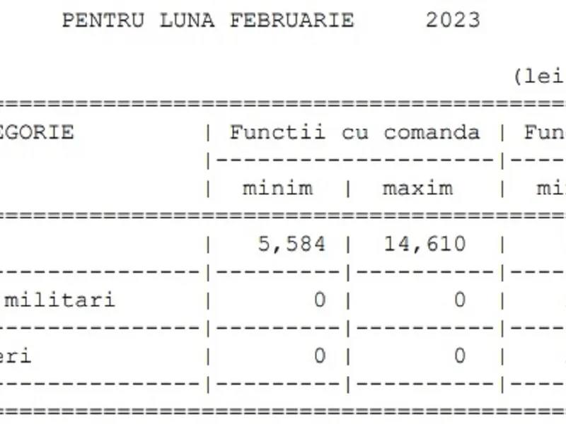 Salarii Jandarmi luna februarie 2023