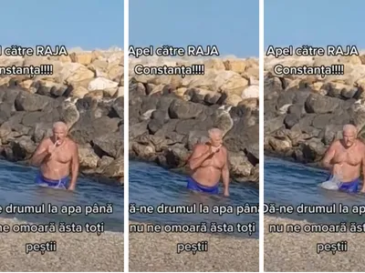 VIDEO Neșimțire fără margini pe plaja "Nerversea". Un turist se spală dinți chiar în Marea Neagră/FOTO: Captura YouTube