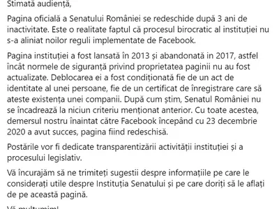 Sursa imagine: Facebook Senatul României