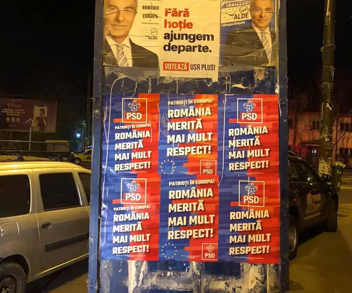 Panou electoral cu afișe, în Argeș. Sursa foto: Facebook Cristi Ghinea