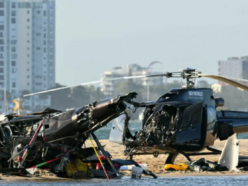 Cauzele exacte ale coliziunii nu sunt cunoscute, dar se pare că un elicopter era pe cale să decoleze când celălalt ateriza- Foto: Profimedia Images