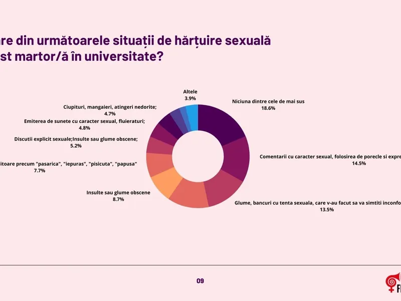 Hărțuirea sexuală în universități. Sursă imagine: Studiu exploratoriu: Hărțuirea sexuală în universități 2020