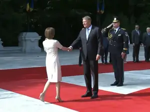 Preşedintele Republicii Moldova, Maia Sandu, primită de Klaus Iohannis la Cotroceni. / Foto: captură video