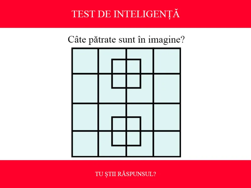 TEST DE INTELIGENȚĂ Câte pătrate sunt în imagine? Puțini reușesc să răspundă corect - Foto: Colaj Newsweek / Reader's Digest