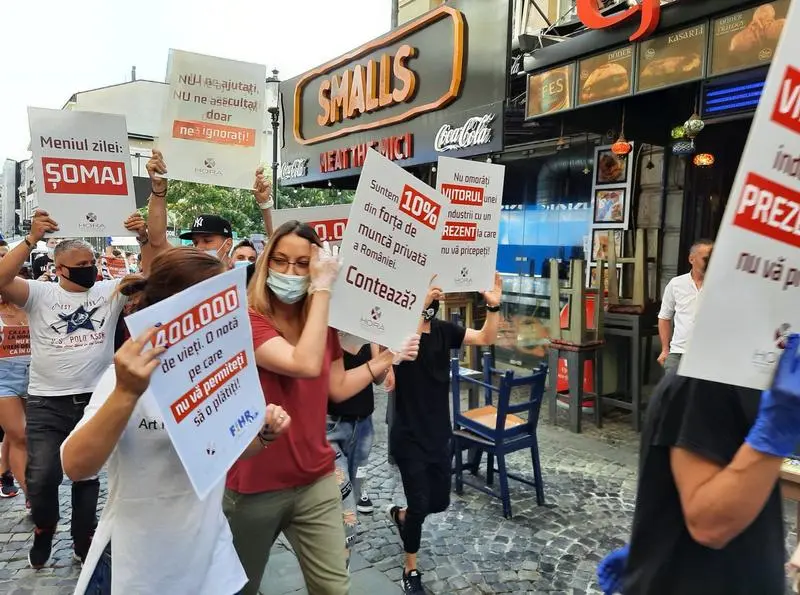 Protest al angajaților din restaurante/FOTO: hotnews.ro