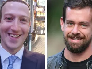 Mark Zuckerberg(stânga), fondatorul Facebook și Jack Dorsey(dreapta), fondatorul Twitter/FOTO: G4 Media