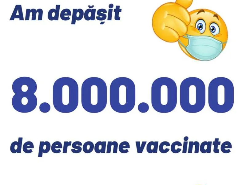 Peste 8 milioane de români vaccinaţi anti-COVID cu cel puţin o doză. / Foto: CNCAV