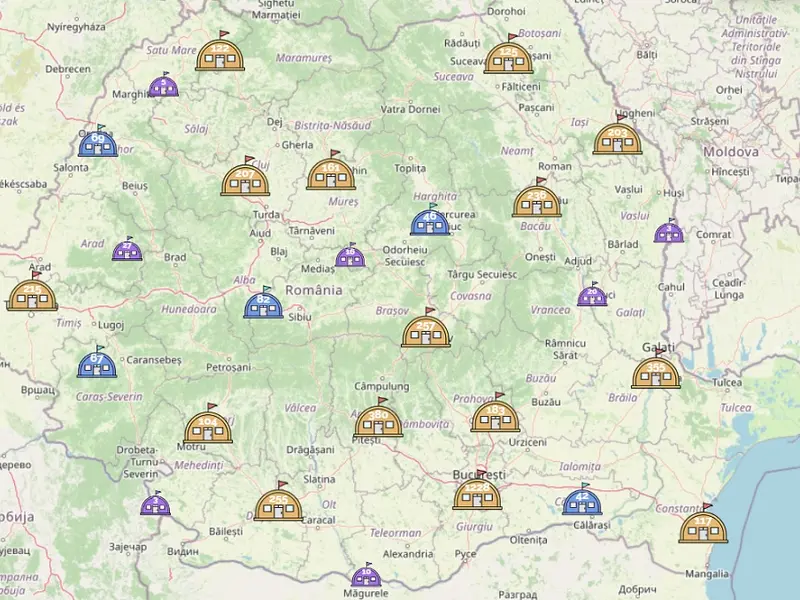 Harta buncărelor antiatomice din România Foto: adapostulmeu.ro