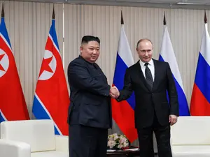 Kim Jong Un și Vladimir Putin - Foto: Profimedia Images (arhivă)