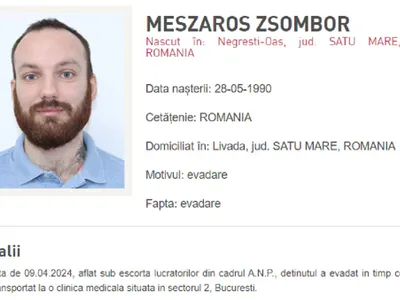 Zsombor Meszaros a evadat de sub escortă Foto: Poliția Română