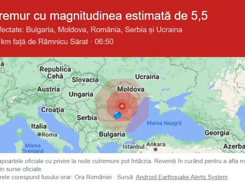 Android Earthquake Alerts - Foto: Stirileprotv