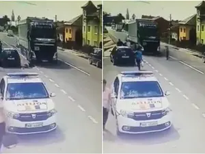 Polițistă, lovită de camion - FOTO: stirideclucj, captura