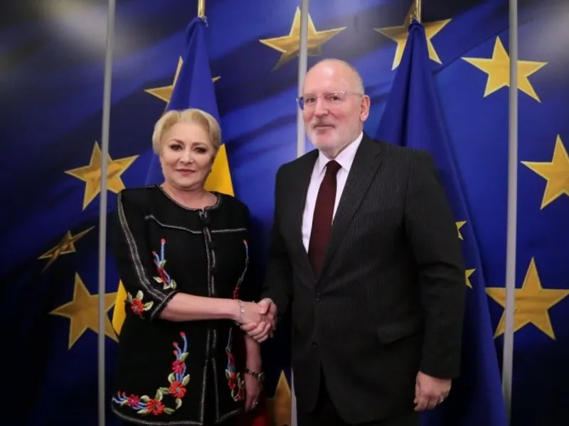 Premierul Dăncilă și Frans Timmermans, prim-vicepreședinte al Comisiei Europene Foto: Guv.ro