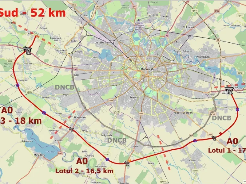Autostrada A0 Centura Sud - cele trei loturi/Foto: Hotnews