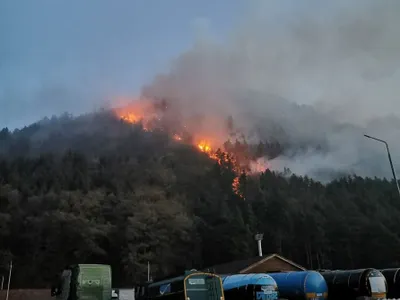 Incendiu este pe fondul forestier al comunei Oituz. FOTO: ISU Bacău