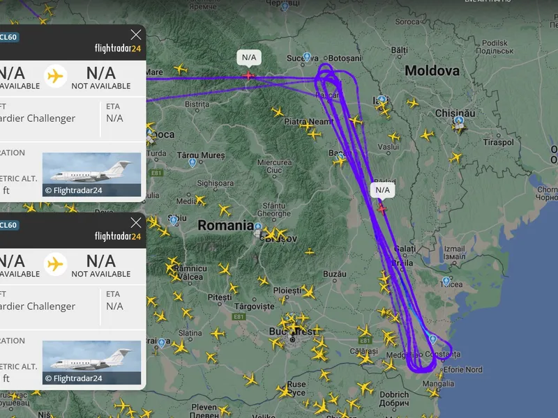 Avioanele de spionaj zboară deasupra Românei și „vânează” orice mișcare a rușilor FOTO Captura  flightradar24.com