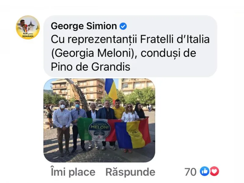 George Simion, mîndru că s-a pozat cu admiratorii lui Putin din Italia Foto: Facebook