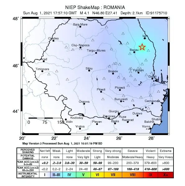 Seismul de magnitudine 4,1 s-a resimțit în București. FOTO: INFP.ro